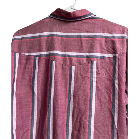 ELY PLAINS Men's Western Shirt Stripe Pearl Snap Button Up 15.5 34/35 - Picture 10 of 11